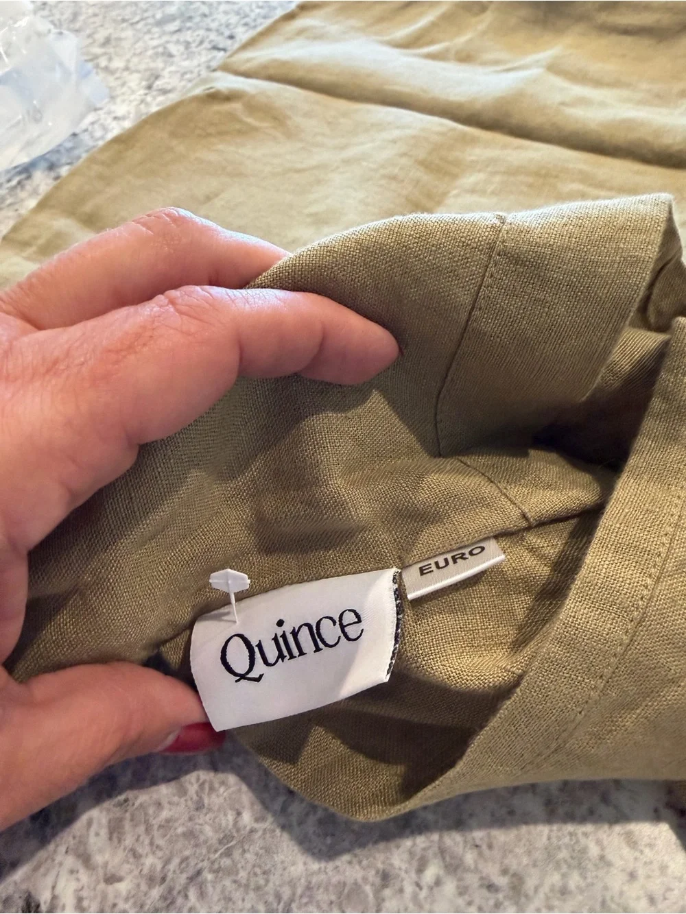 Quince Olive Green Euro Sham - 100% Linen